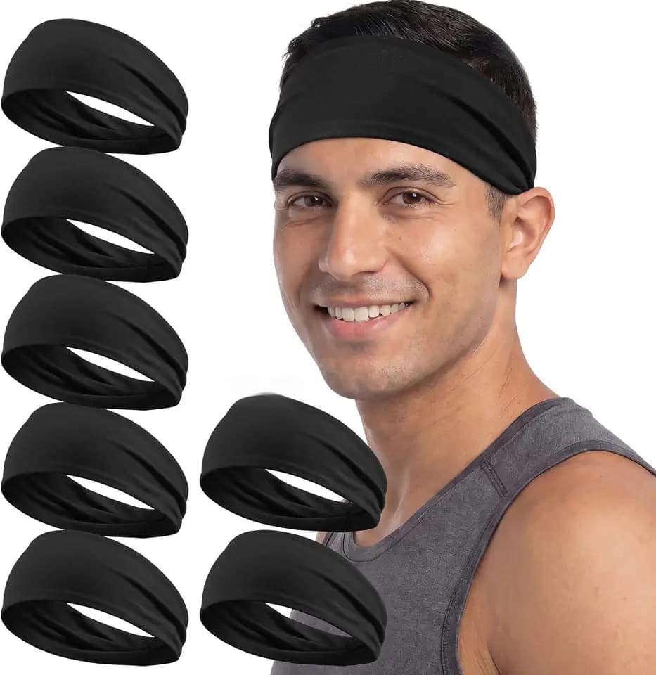 obeoby Headbands for Men, Soft Elastic Sports Sweatbands Hair Band