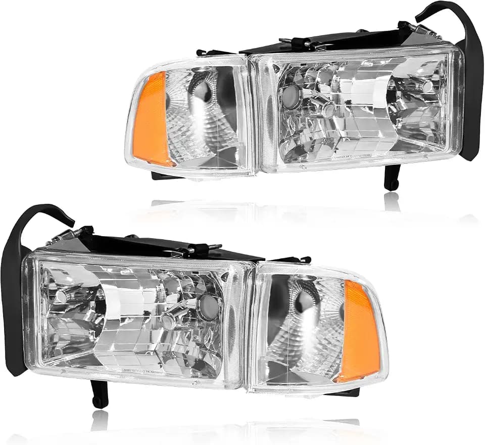 Headlights Assembly for Dodge Ram 1500 1994-2001,for Dodge RAM 2500 3500 1994-2002, OEM Style Replacement Headlamps, Factory Fit Headlight Housing, Plug & Play