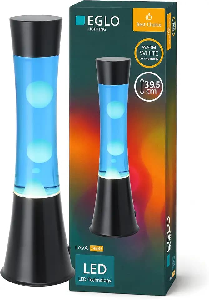 EGLO LED Lavalampe Lava, Deko Lampe Wassersäule, Retro Lavaleuchte Kinder