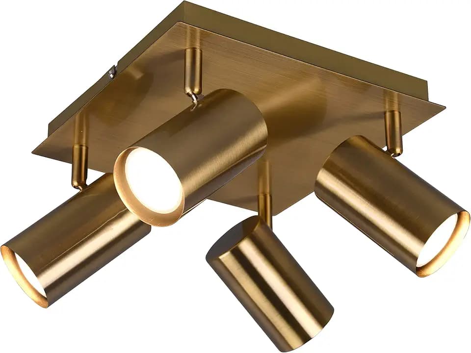 Trio Leuchten Deckenleuchte Marley 802430404, Metall Altmessing, exklusiv 4x GU10