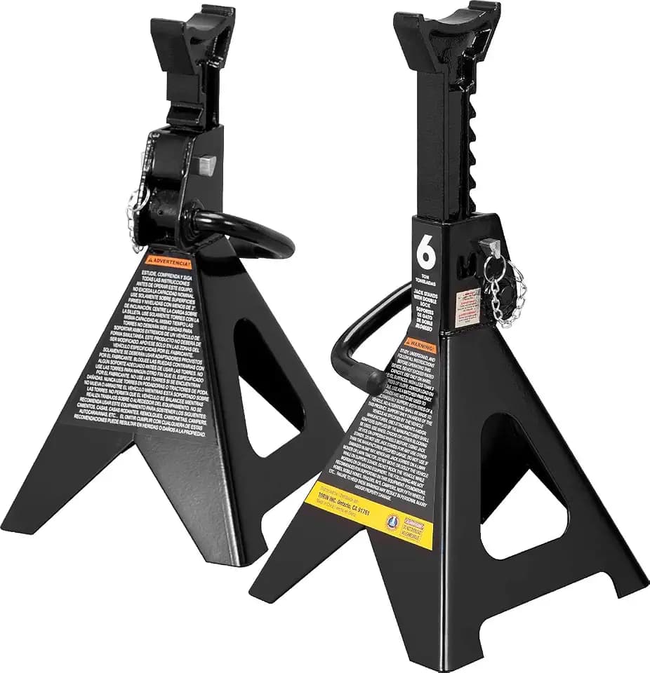 Big RED AT46002ABR Torin Double Locking Steel Jack Stands, 2 Pack, 6 Ton (12,000 lb), Black