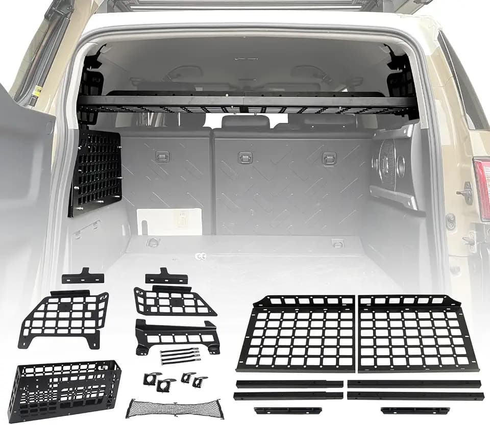 HIGH FLYING for Toyota FJ Cruiser (XJ10) 2007-2022 Car Accessories Modular Storage Molle Panel System Trunk Shelf Interior Luggage Carrier Rack Trunk Organizer (Whole Kit)