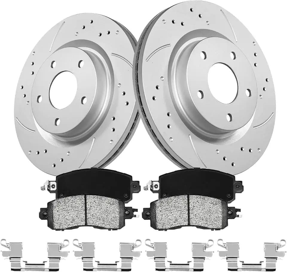 Front Brake Pads and Rotors Kit for Altima [ 2013-2023 ], Geomet Coated Brake Kit, Drilled and Slotted Brake Rotors Pads [ 11.6in ], Automotive Replacement Brake Kits 31464 D1650