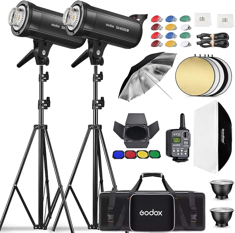 2pcs Godox SK400IIV Studio Flash Kit,800W Photography Lighting with Trigger