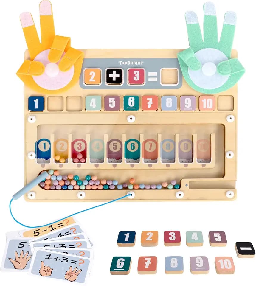 TOP BRIGHT Magnetic Beads Maze, Montessori Math Number Counting Toy 3-5