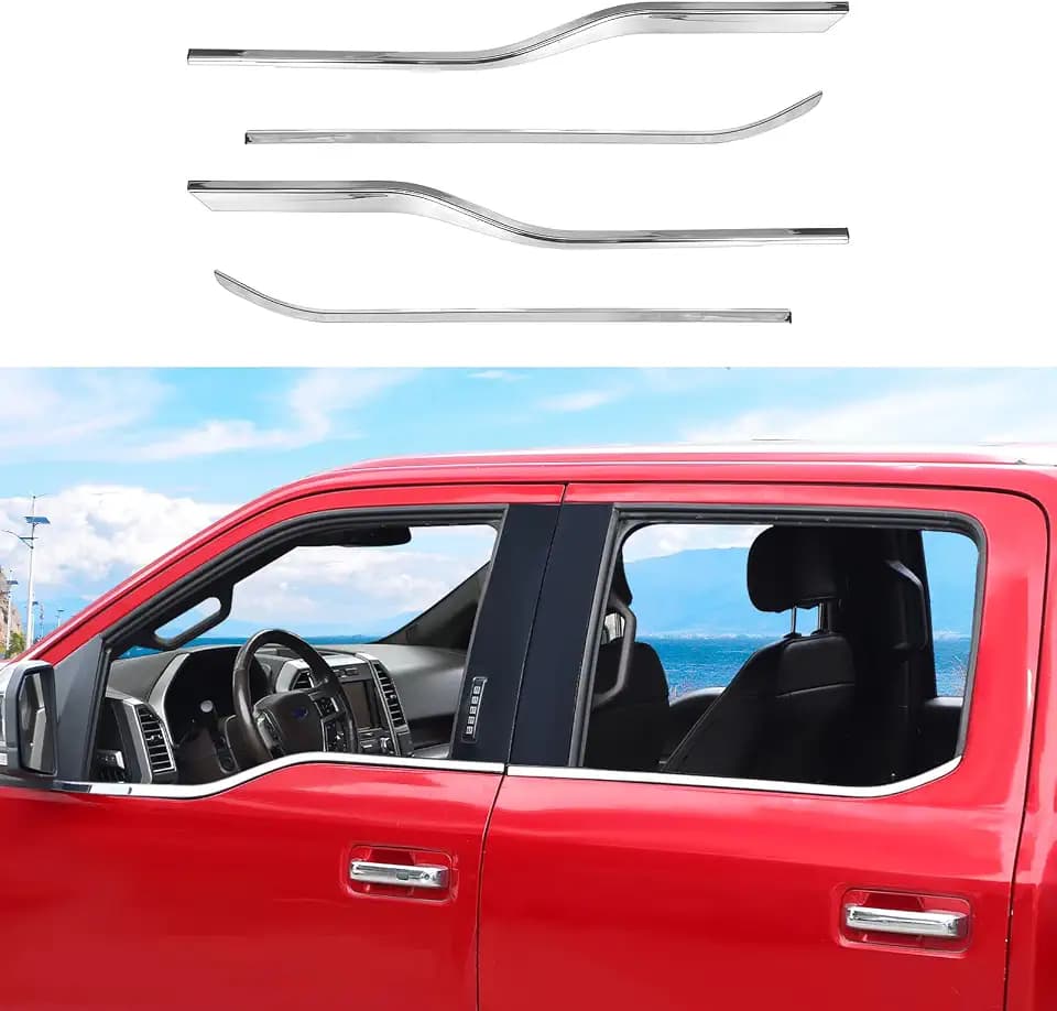 CheroCar for F150 Lower Window Trim Cover Molding Window Bottom Outer Frame Strip Compatible with Ford F150 2015-2020,Exterior Accessories,Chrome