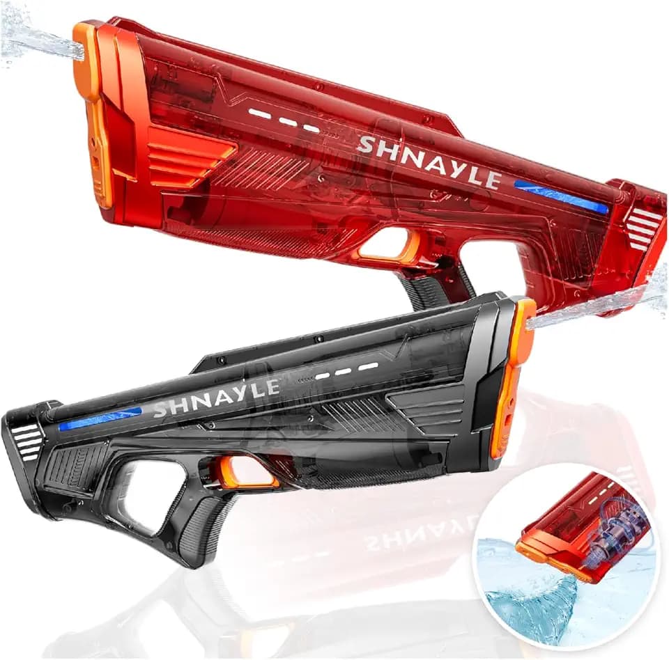 2 Pack Electric Water Guns USB-C Charging Port, Black+Red