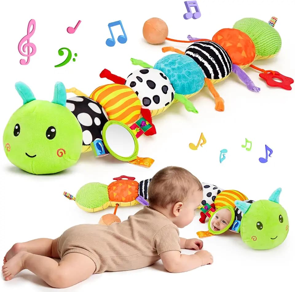 Baby Toys 0-6 Months Musical Stuffed Caterpillar Newborn Tummy Time Toys