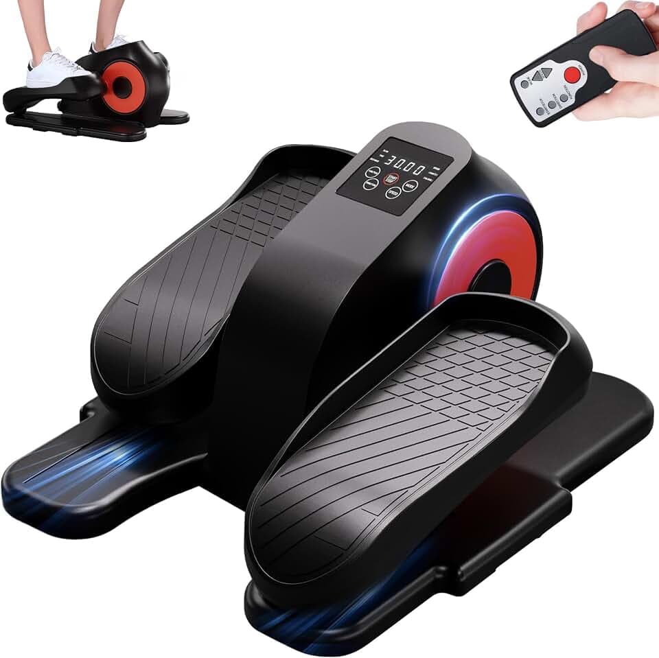 GORISE Under Desk Elliptical Exercise Machine for Seniors, Leg Exerciser as Seen on TV, Seated Pedal Exerciser with Remote Control & 10 Adjustable Speed for Home Ussage, 003 with Foot Massage