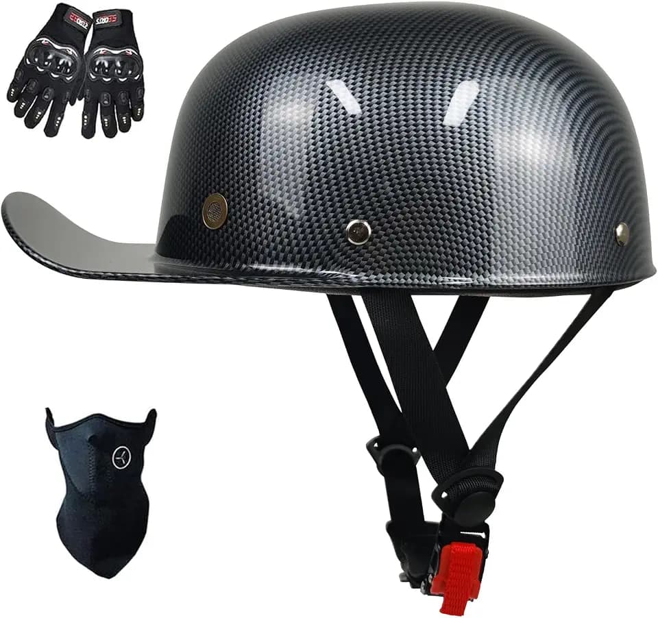 sanhai Baseball Cap Motorcycle Half Helmet DOT Certified Vintage Open Face