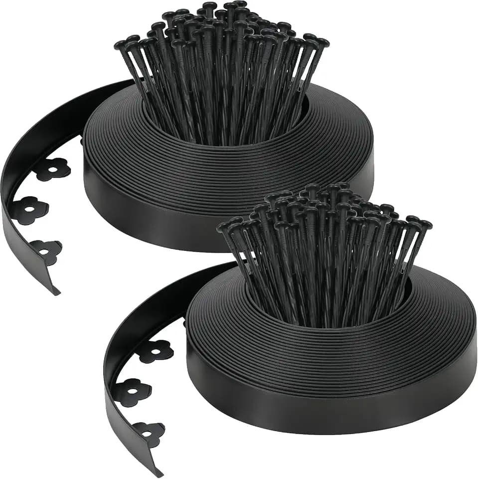 Velway Flexible Rasenkante Kunststoff, Schwarz, Länge 40m, Höhe 5cm
