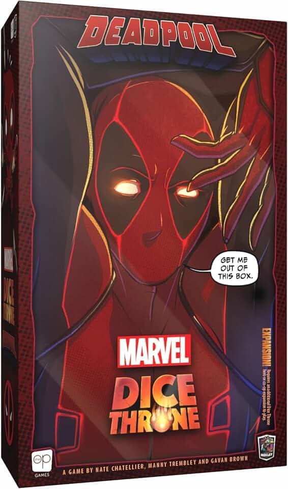 USAopoly Marvel Dice Throne – Deadpool Deluxe, Würfel- und Kartenspiel, ab 14 Jahren, 2–6 Spieler, 30 Minuten Spieldauer