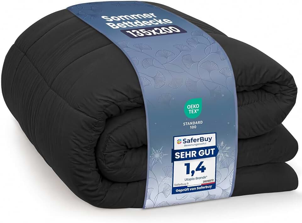 Utopia Bedding Sommerdecke 135 x 200 cm, Bettdecke Ohne Bezug Grau