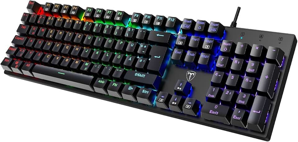 Mechanische Gaming-Tastatur, RGB Kabelgebundene Tastatur, Blauem Schalter