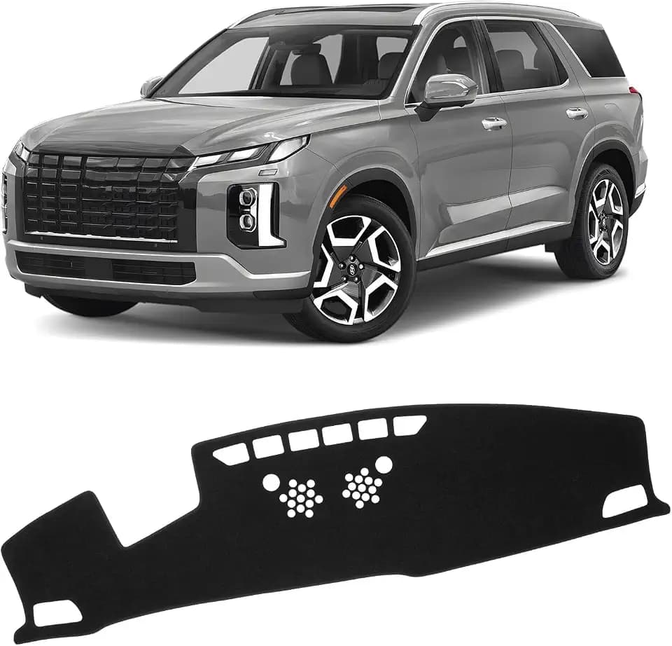 KUST Black Dash Cover for Hyundai Palisade 2020-2024 2025 (SE SEL) (with HUD) Non-Slip Dashboard Cover Polyester Center Console Dash Cover Interior Accessories for Palisade Custom Fit Dash Mat