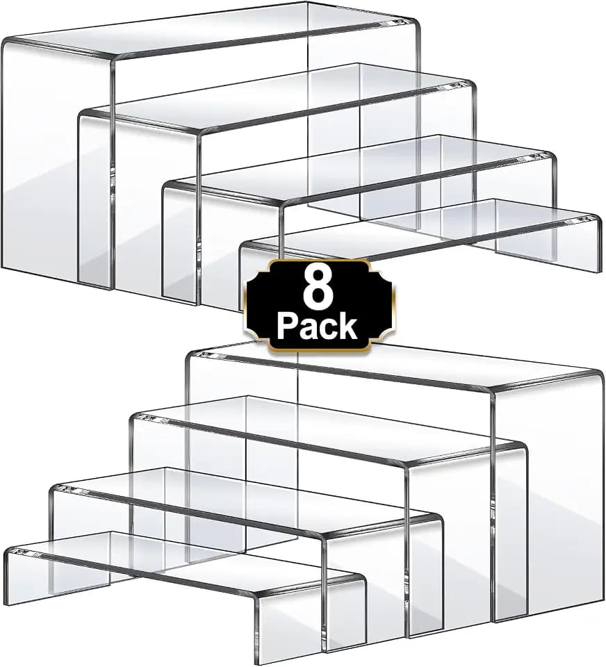 Aheroi Acrylic Risers Display Stands, Acrylic Stands for Display 8Pcs 2Set