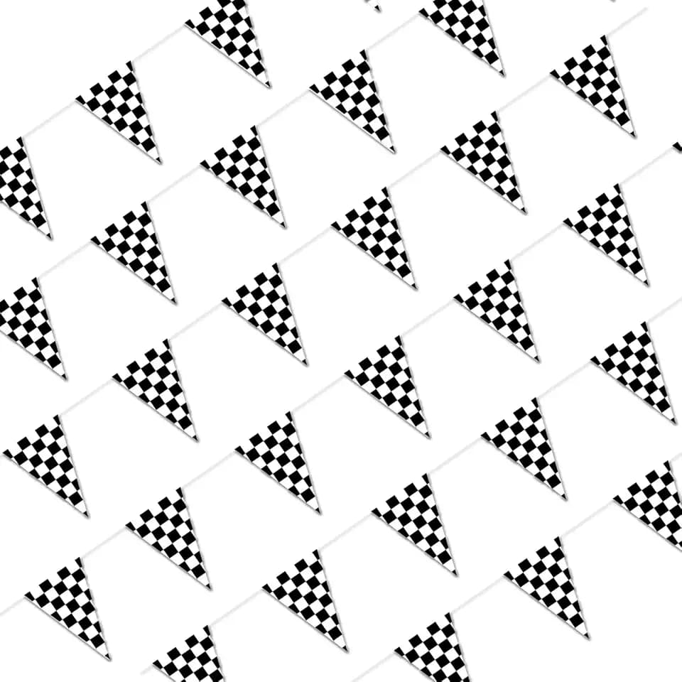Piokio 100ft Black and White Checkered Flag Banner