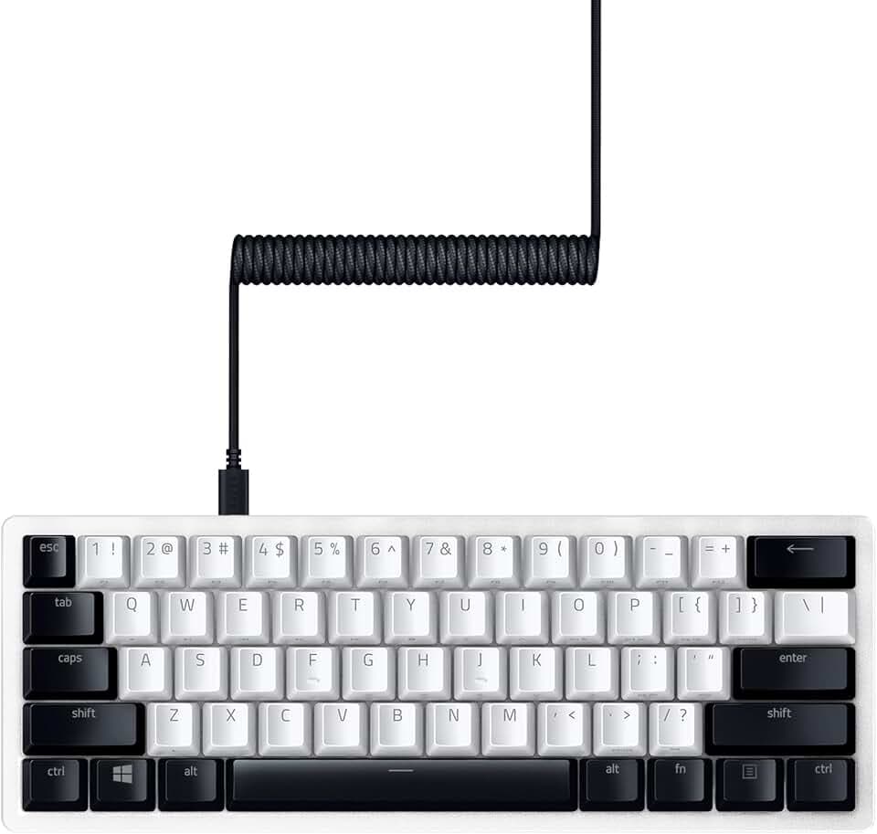 Razer PBT Keycap + Coiled Cable Upgrade Set, Durable Doubleshot PBT, Black