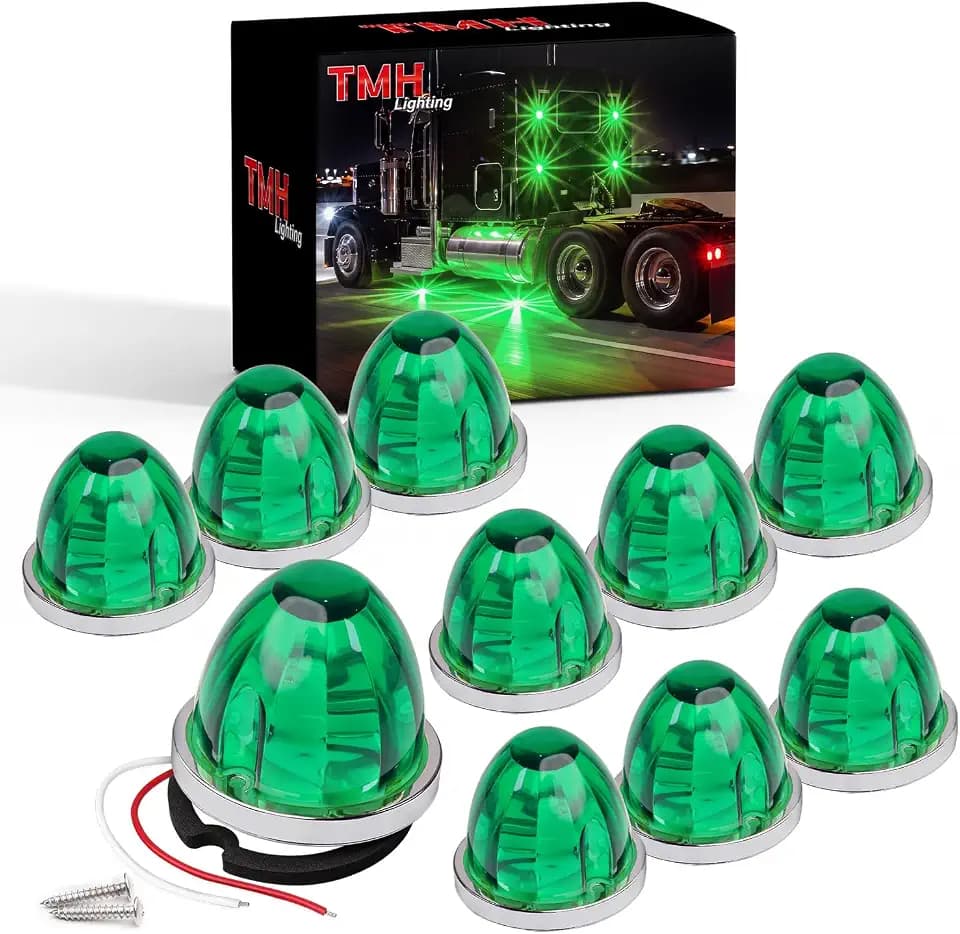 TMH 10 Packs Watermelon Green Lights for Semi Truck, LED Watermelon Side Marker Light, Underbody 12-24V for Truck Trailer Heavy-Duty Trucks, and Multi-Purpose Vehicles.