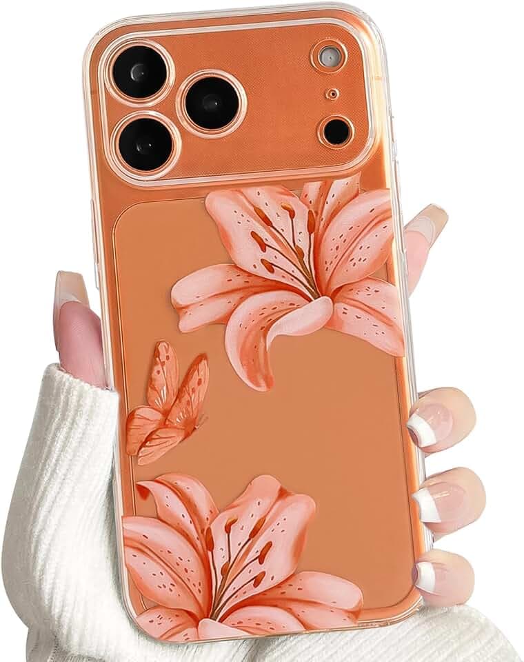 NITITOP für iPhone 17 Pro Max / 18 Pro Max Hülle Süße Blume Lilie, Orange