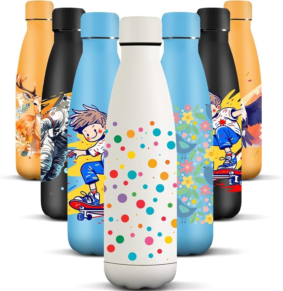 HoneyHolly Edelstahl Trinkflasche, 500ml BPA-frei, Thermosflasche, Isolierflasche Doppelwandige, Wasserflasche, Auslaufsicher, 18/8 Edelstahl, Thermoskanne für Sport, Camping, Schule