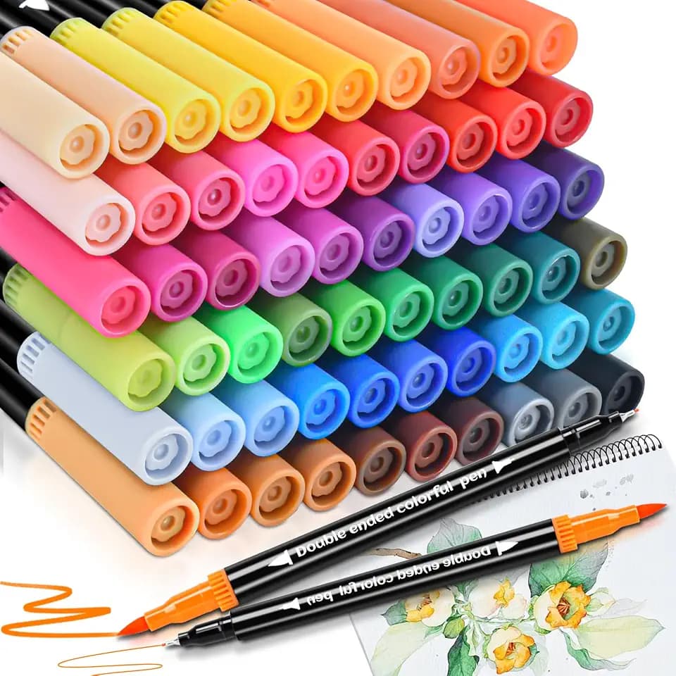 swihorab 60 Farben Filzstifte Dual Brush Pinselmarker, Dual Brush Pen Set Filzstifte Feine Spitze & Pinselspitze für Erwachsene, Fineliner Set Malstifte für Ausmalen, Malbücher, Handlettering