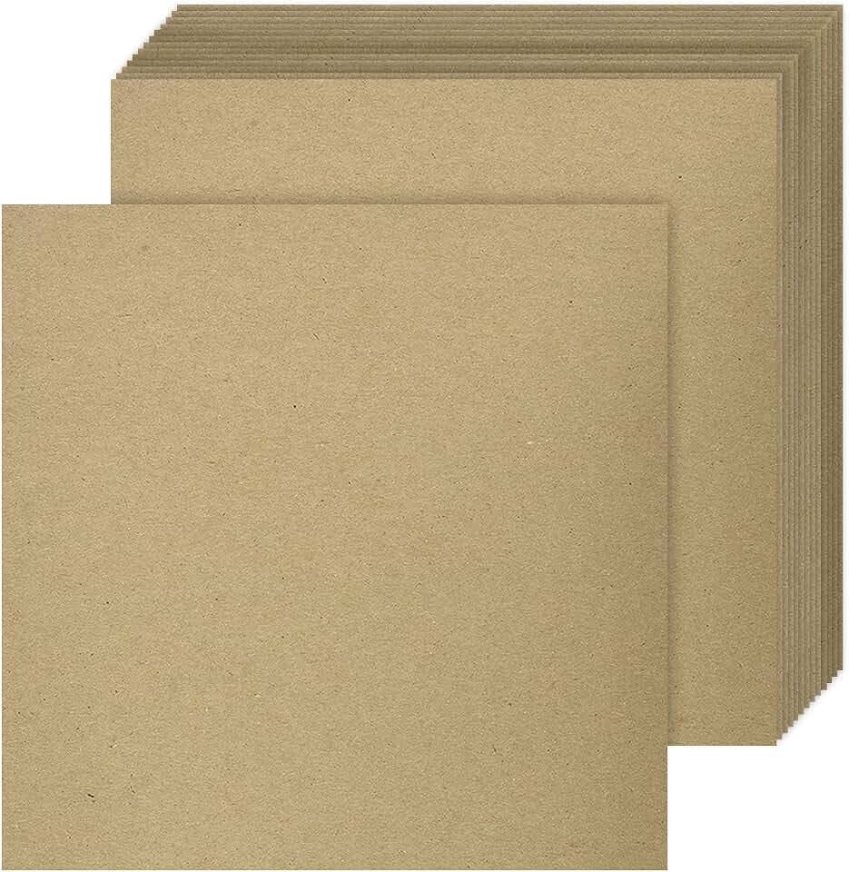 9 x 9" Square Brown Chipboard – Medium Weight 30 Point Thick Cardboard | Hardboard, Custom, Product and Environmentally Friendly Packaging Boxes | 25 Sheets per Pack