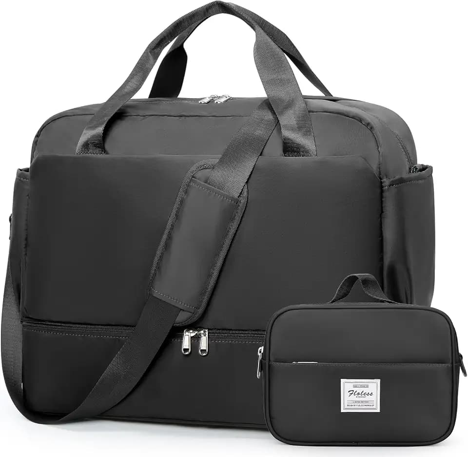 Travel Duffel Bag with Shoes Compartment, Carry-on Weekender Bags for Women