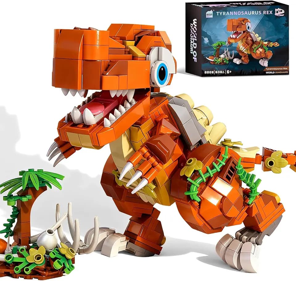 Dinosaur Building Blocks Set, 630 Pieces STEM Learning Toy, Poseable and Movable T-Rex Model, Educational Gift for Kids Ages 6-12, No Missing Parts Guarantee