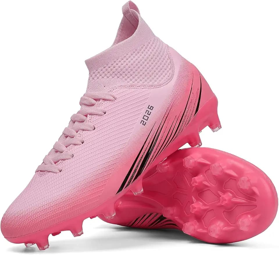 Soccer Cleats for Mens Womens Turf Soccer Shoes Indoor Footall Cleats High Ankle TF AG FG Football Boots Wide Training Sneaker