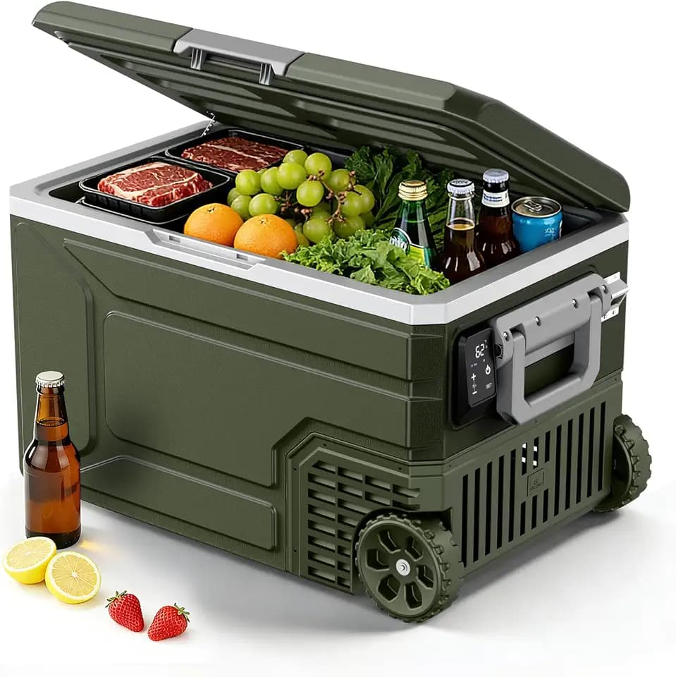 12V Car Refrigerator, 68 Quart (64L) Electric Cooler for Car, Green
