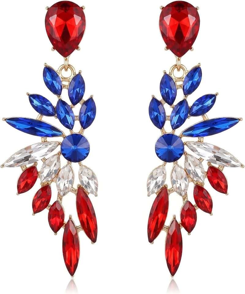 Rhinestone Statement Earrings Cluster Crystal Drop Dangle Earrings Teardrop Chandelier Earring Dangling Prom Wedding Bridal Earrings for Women