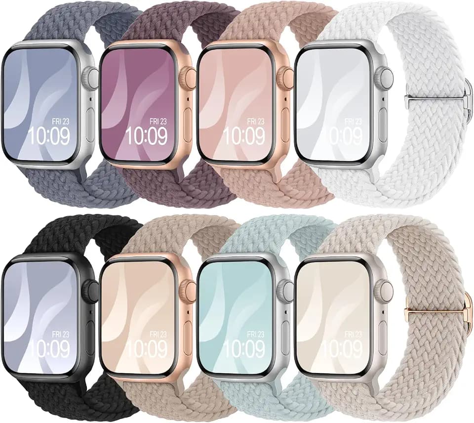 8 Pack Braided Stretchy Solo Loop Compatible with Apple Watch Bands Women