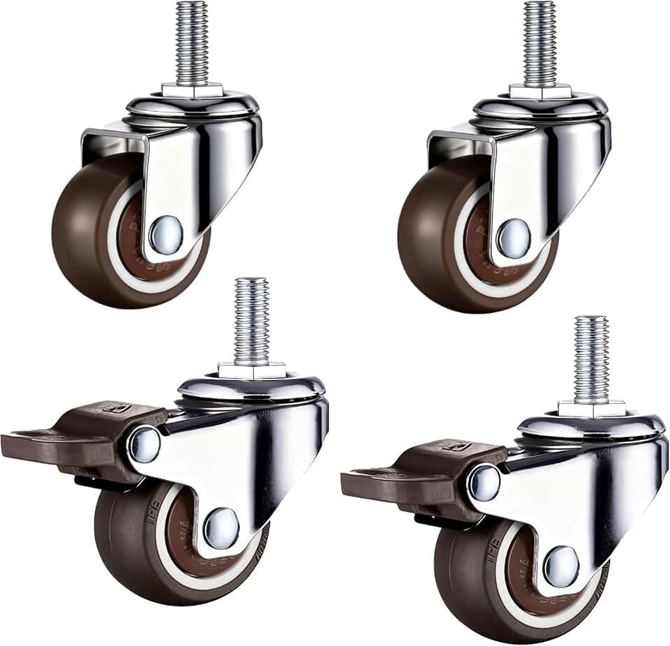 Rollen mit Gewinde M8, 4 Stück, 360° Lenkrollen M8 X 15 mm