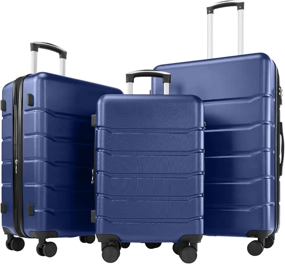 Sweetcrispy 3 Piece Luggage Set, Expandable Suitcase with Spinner Wheels