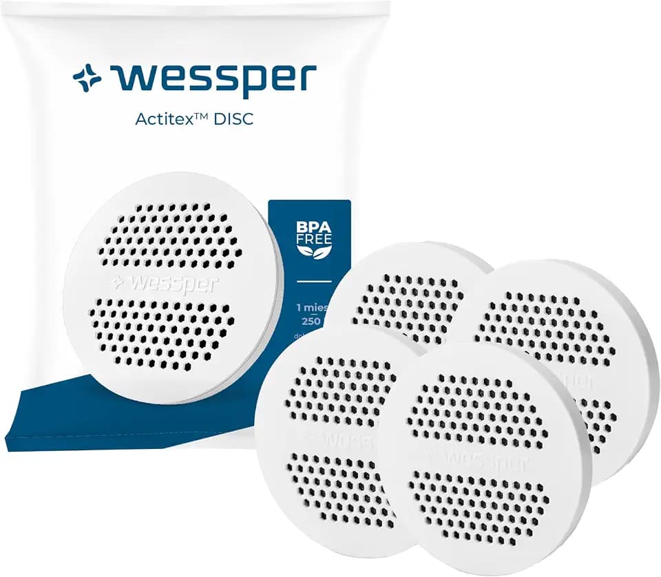 Wessper Wasserfilter Disc Aktivkohle, für Trinkflasche und Karaffe 4 Stück