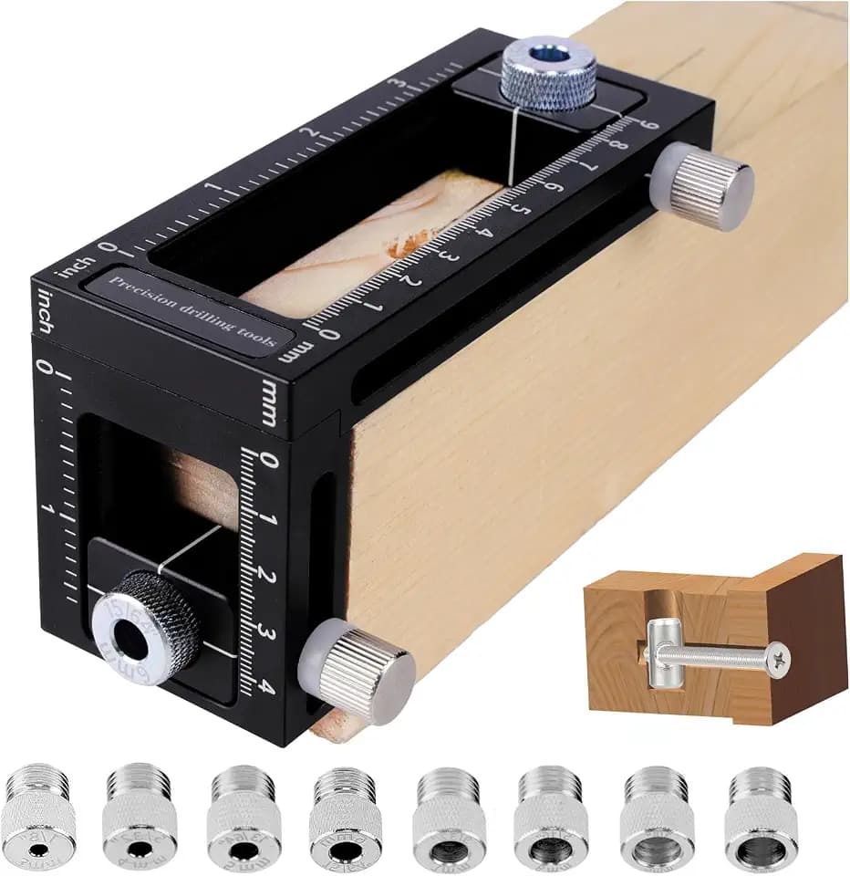 2-in-1 Auto Centering Dowel Drilling Jig with 8 Size Drill Bushings 3-10mm