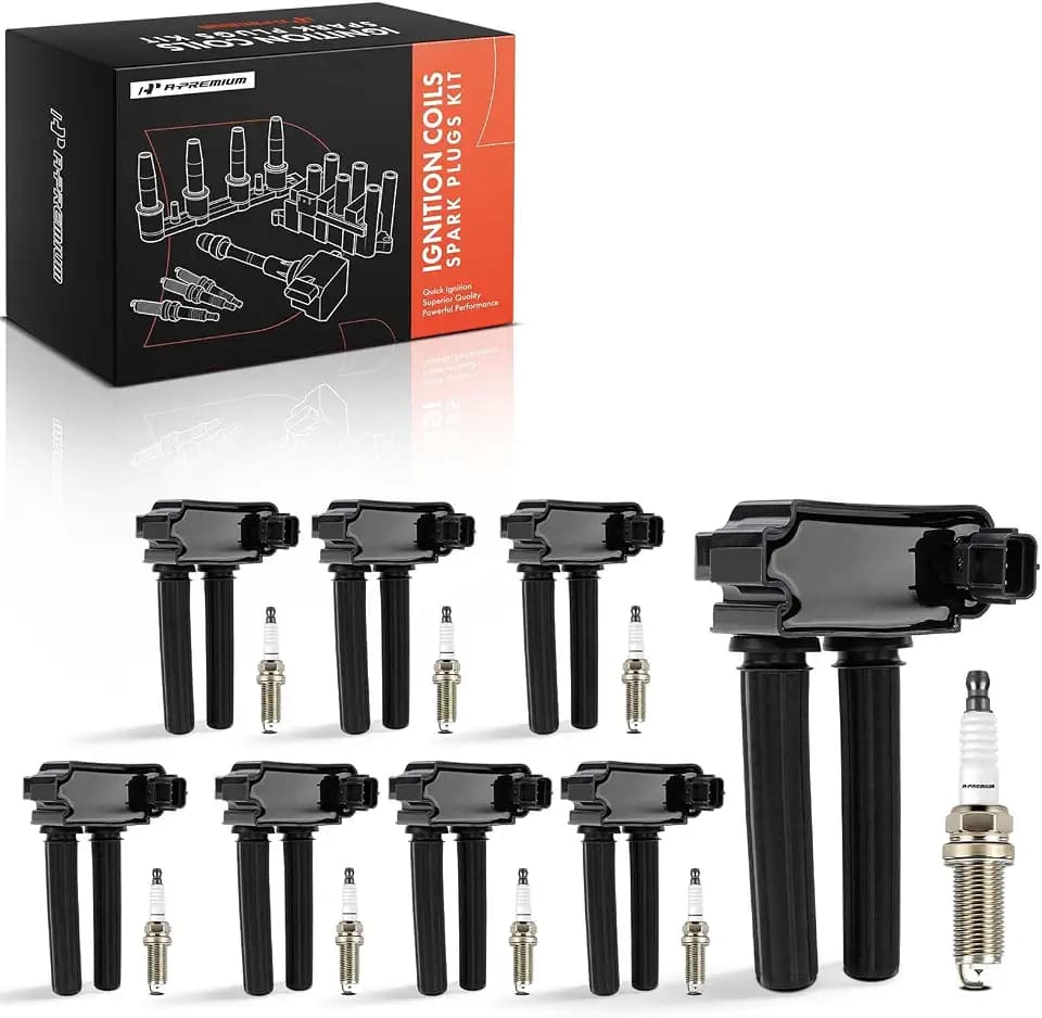 A-Premium Set of 8 Ignition Coil Pack and Iridium Spark Plugs