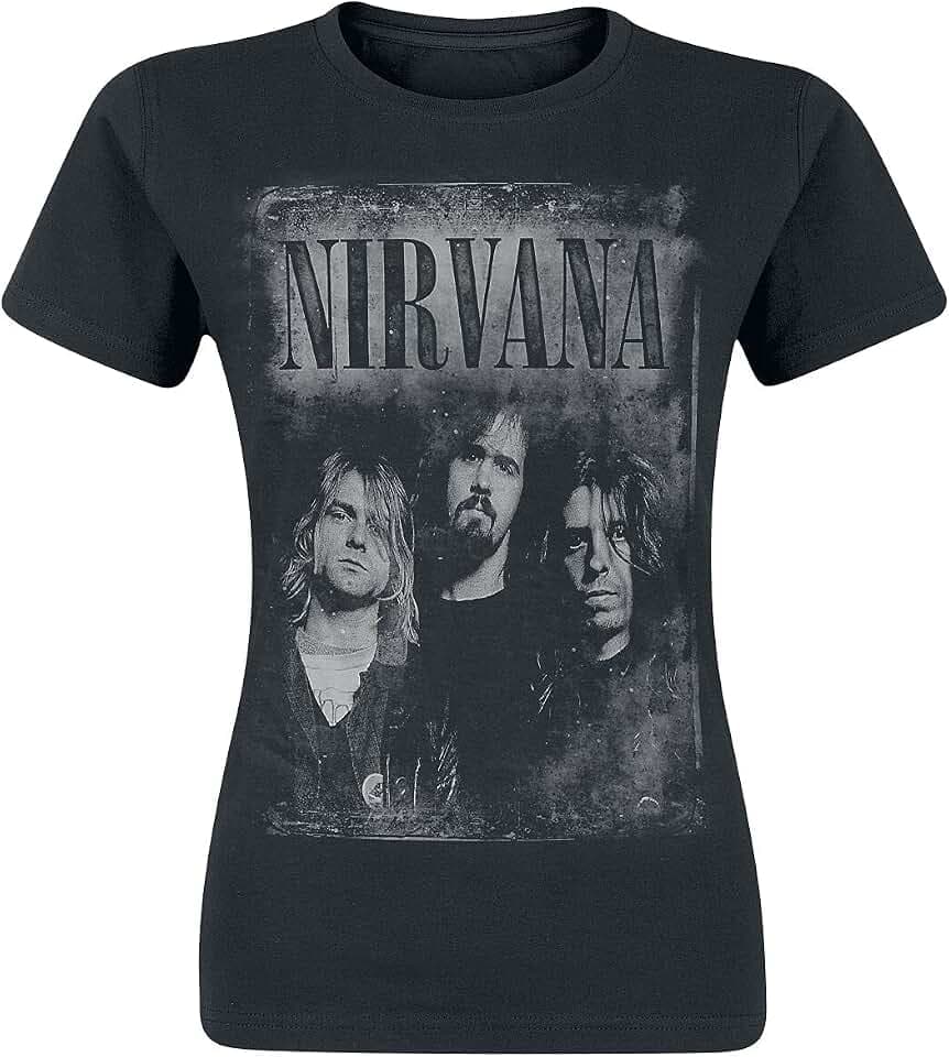 Nirvana Faded Faces Frauen T-Shirt schwarz Band-Merch, Bands