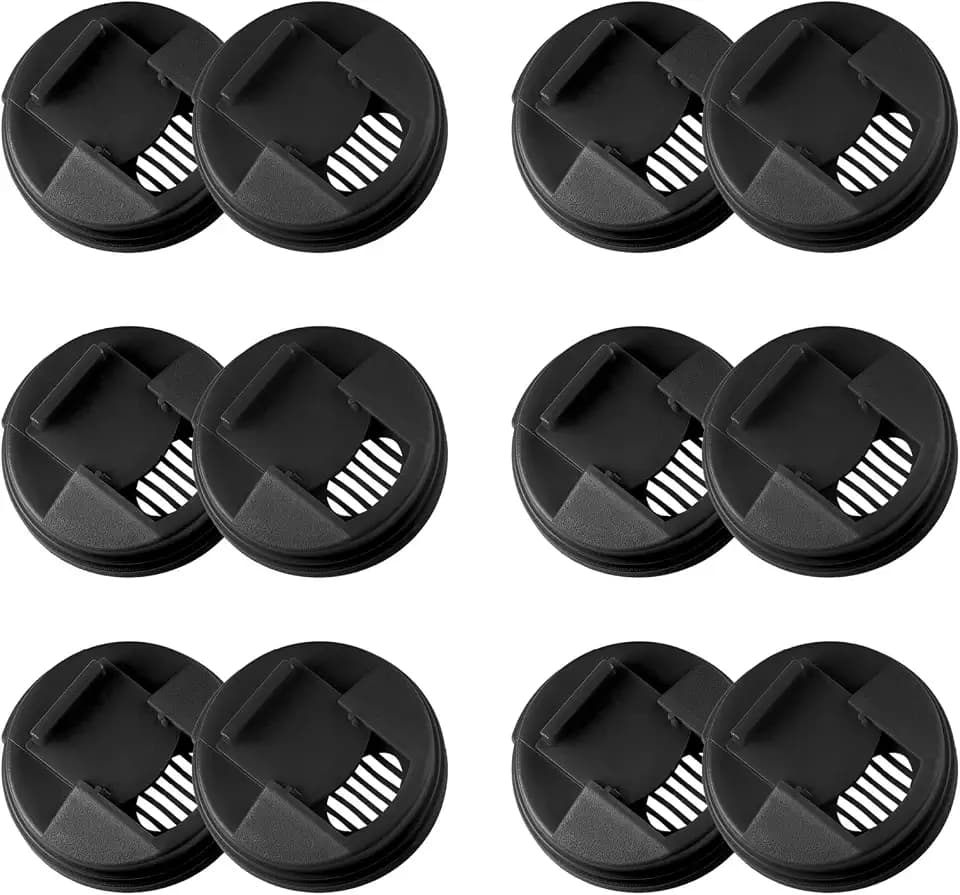 Soda Can Lid Covers, Reusable 2.4in Lids, Black, 12-Pack