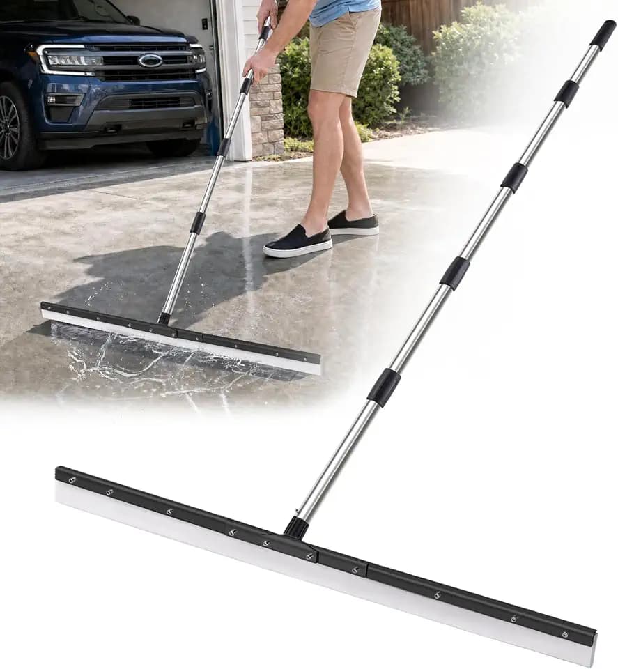 34" Commercial Large Floor Squeegee with 73" Handle for Concrete Tile Floor