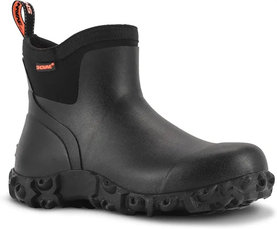 Showave Men's Ankle Rain Boots Waterproof Rubber Garden Boot Mud Booties