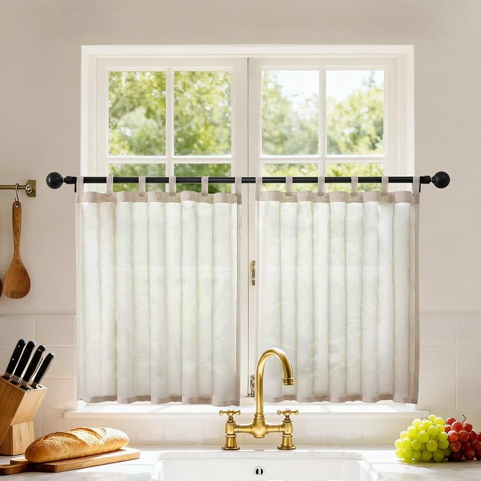 Joydeco Scheibengardinen Modern Bistrogardine 2er Set H 45 x B 120 cm