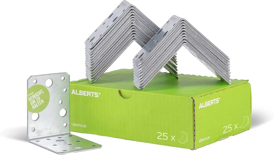 Alberts 846589 Winkelverbinder | sendzimirverzinkt | 90 x 90 x 65 mm | 25er Set