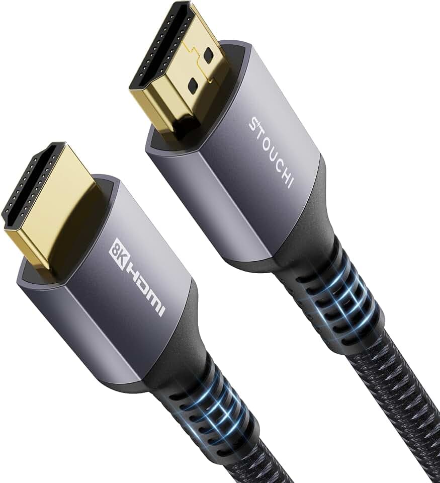 Stouchi 2,5m HDMI Kabel 8K,Ultra HD 48 Gbit/s Hochgeschwindigkeit 8K60hz 4K120hz 144Hz 165 Hz RTX 3080 DSC eARC Dynamisches HDR10 4:4:4 HDCP 2.2 & 2.3 Dolby,HDMI 2.1 Kompatibel mit TV/PS5/Xbox-Serie