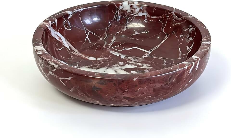 Marmorschale 20 cm, violett-rote Naturstein Deko für Couchtisch