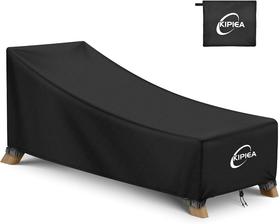 Kipiea Waterproof Patio Lounge Chair Covers for Outdoor Furniture, Heavy Duty Outdoor Chaise Lounge Cover with Anti UV and No Tears, No Fading (80"D x 28"W x 30"H)