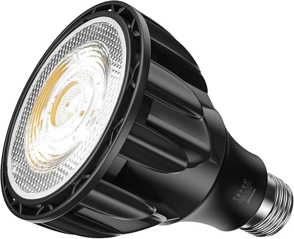 Milpoel LED Pflanzenlampe Vollspektrum E27 für Zimmerpflanzen, Grow Light, Gewächshaus, Garten (Schwarz, 20W 4000K)