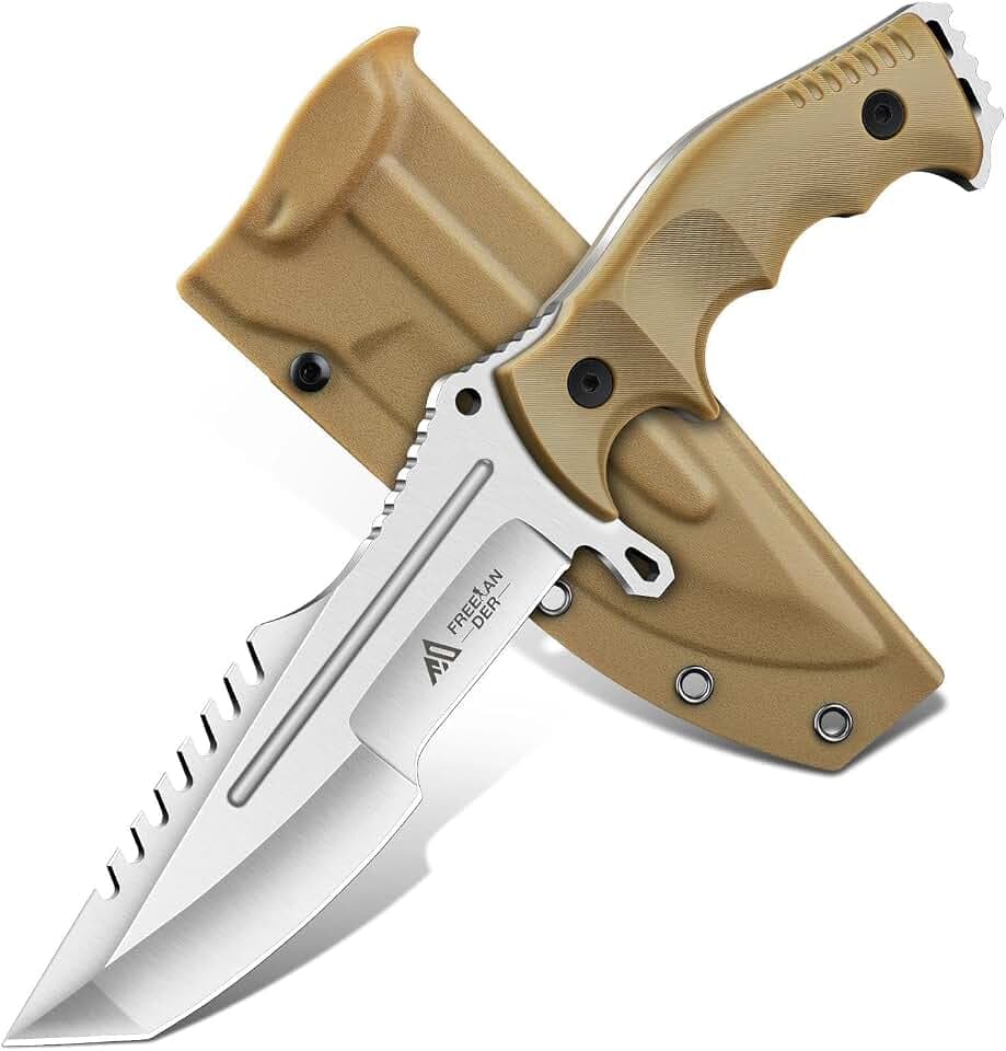 Freelander Outdoor Fixed Blade Knife, Full Tang Survival Knife with Sheath