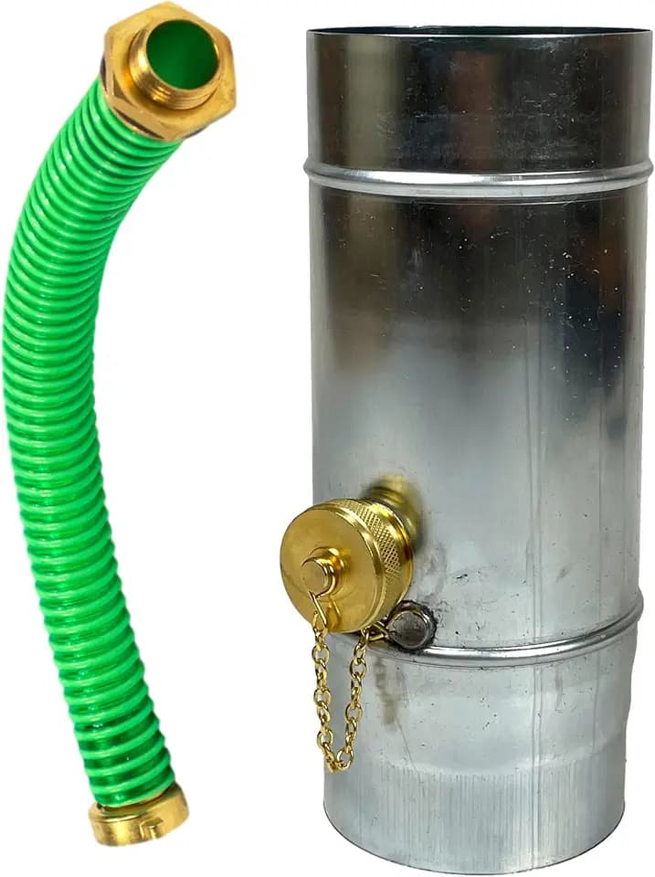 Premium Zink Regenwassersammler 80 mm mit Schlauch- und Fassanschluss für das Fallrohr - Titanzink Regensammler 75% Wasser-Ertrag - Wassersammler für Regentonnen vom Fachhandel entwickelt